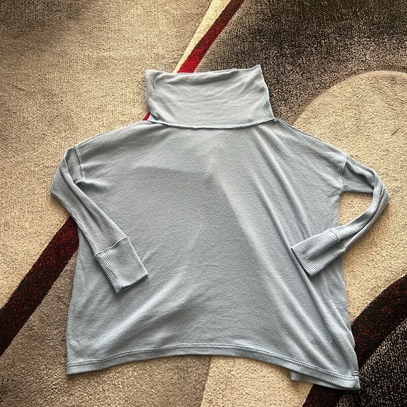We The Free Baby Blue Ribbed Turtleneck Long Sleeve Top - Picture 1 of 3